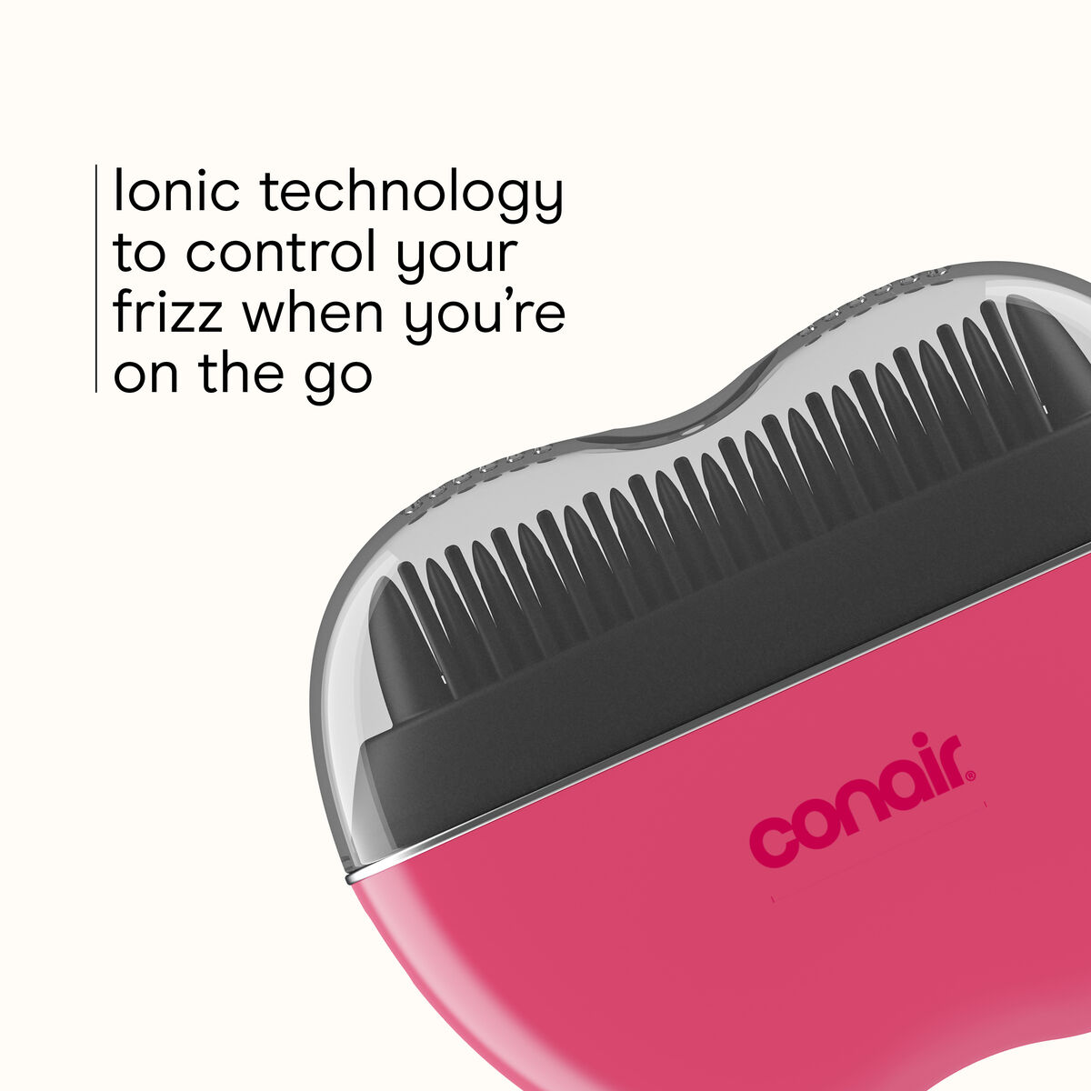 Brosse lissante chauffante sans fil de Conair, fer &agrave; lisser de taille poche, picots chauffants en c&eacute;ramique, contr&ocirc;le des frisottis ionique, noir/rouge, pqt de 1, , large 4