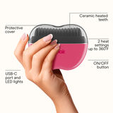 Brosse lissante chauffante sans fil de Conair, fer &agrave; lisser de taille poche, picots chauffants en c&eacute;ramique, contr&ocirc;le des frisottis ionique, noir/rouge, pqt de 1, , small 3