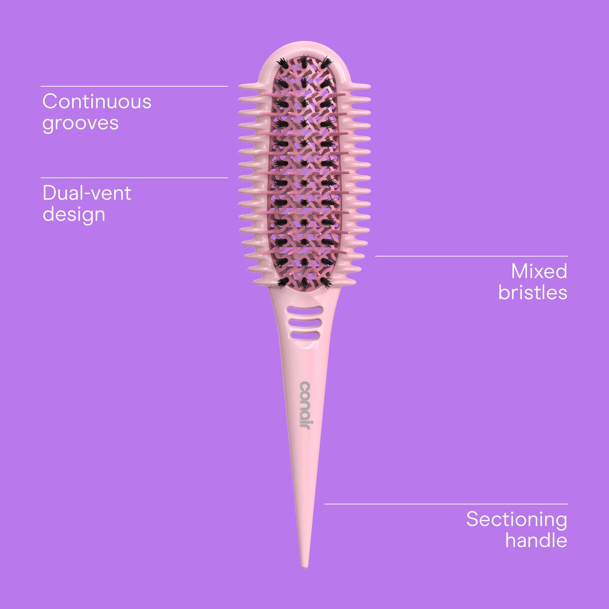 Conair Curl Define Pro Detangler Hair Brush, For Longer Hair with Tight Curls, Pink, 1 Pk, , large 7