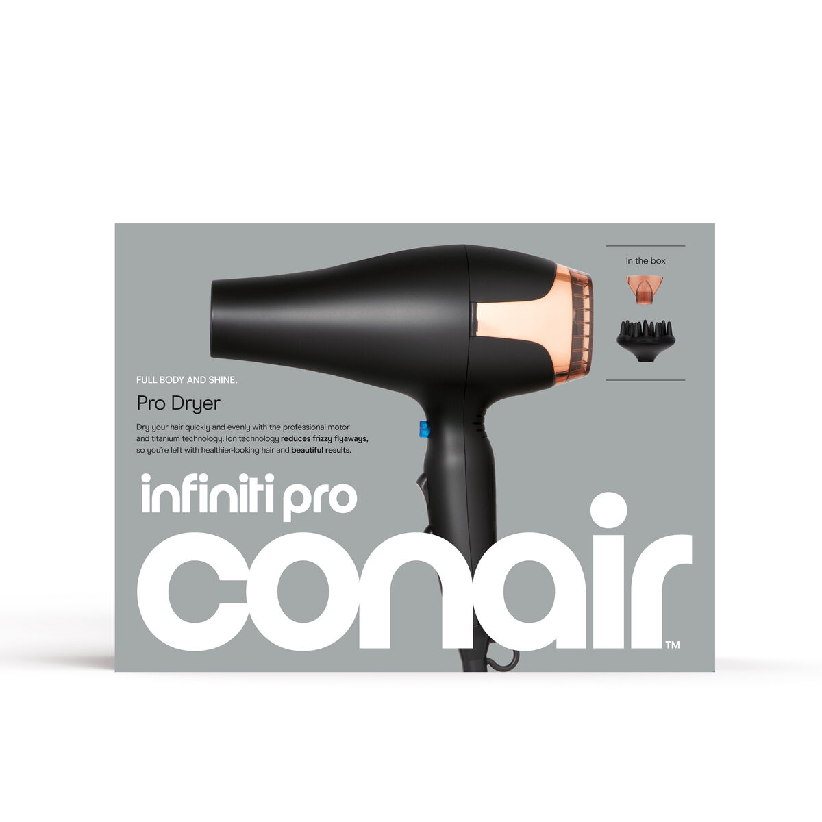 InfinitiPRO by Conair 1875W Professional AC Motor Rose Gold Hair Dryer, Tourmaline Ceramic , Black/Rose Gold, 1 Pk, , large 2