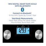 Conair WW Digital Heart Rate Scale with Bluetooth, Body Analysis, 400 lb Capacity, White Backlit Display, 1 Pk, , small 3