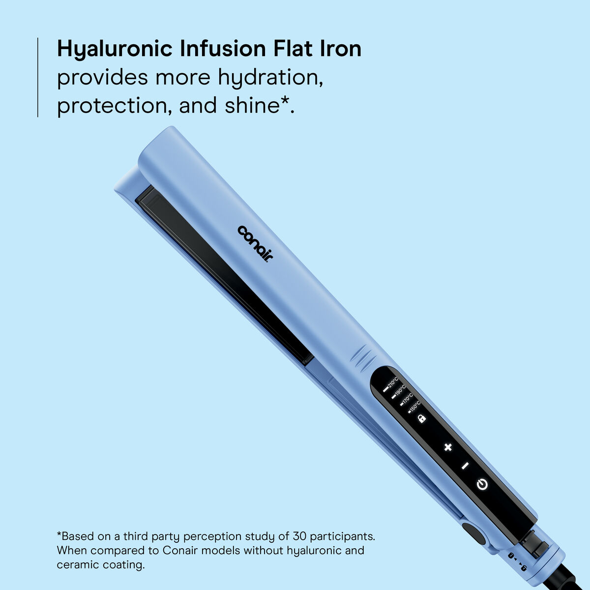 Conair Fer Plat Hyaluronic Infusion, C&eacute;ramique Ionique, Plaques Flottantes 1 Pouce Extra‑Longues, Bleu/Noir, 1 Pk, , large 4