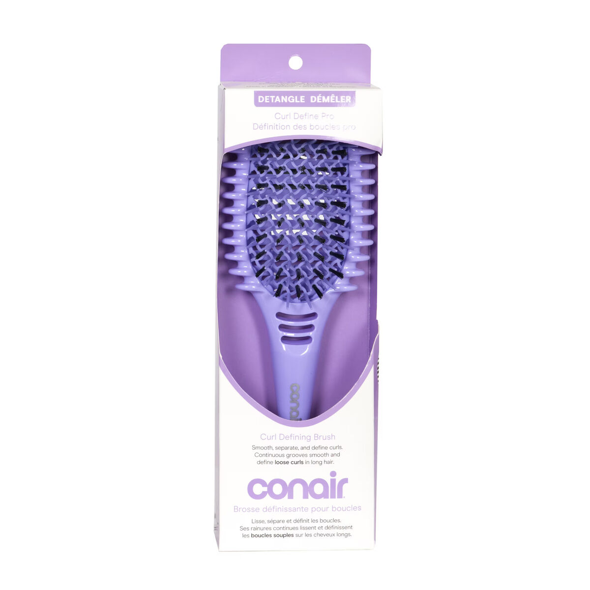 Brosse d&eacute;m&ecirc;lante Conair Curl Define Pro pour cheveux longs &agrave; boucles souples, violet, 1 pi&egrave;ce, , large 10