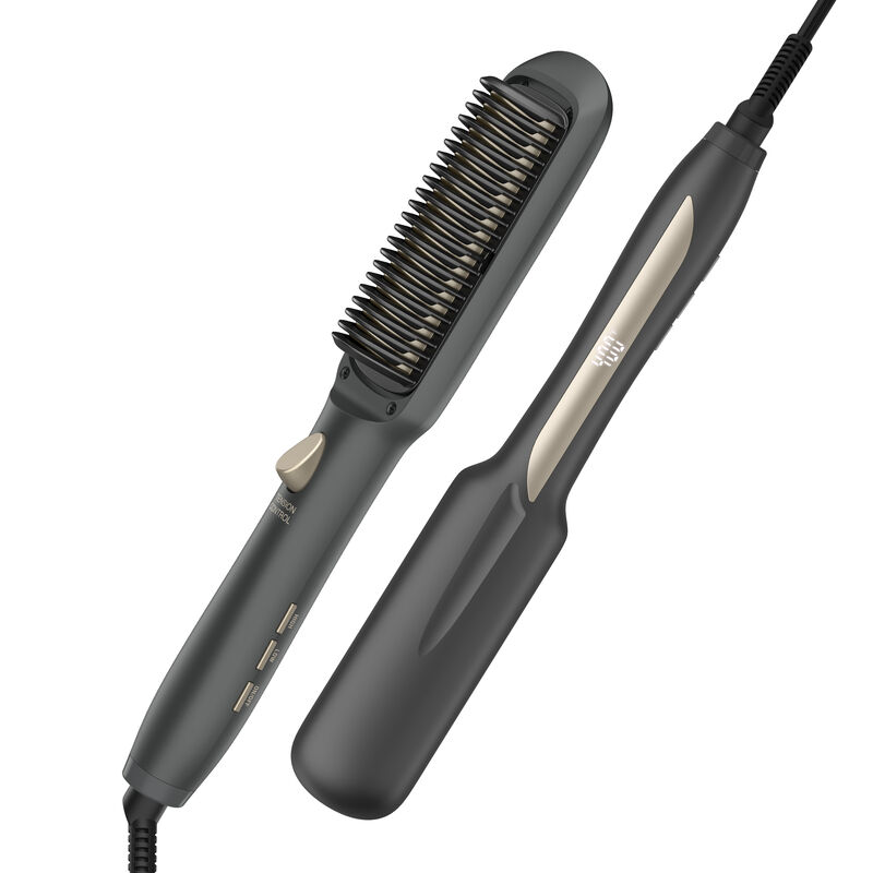 InfinitiPRO by Conair Ionic Hair Straightening Brush, Tourmaline Ceramic, Anti-Scald & Tension Control, Black, 1 Pk, , medium