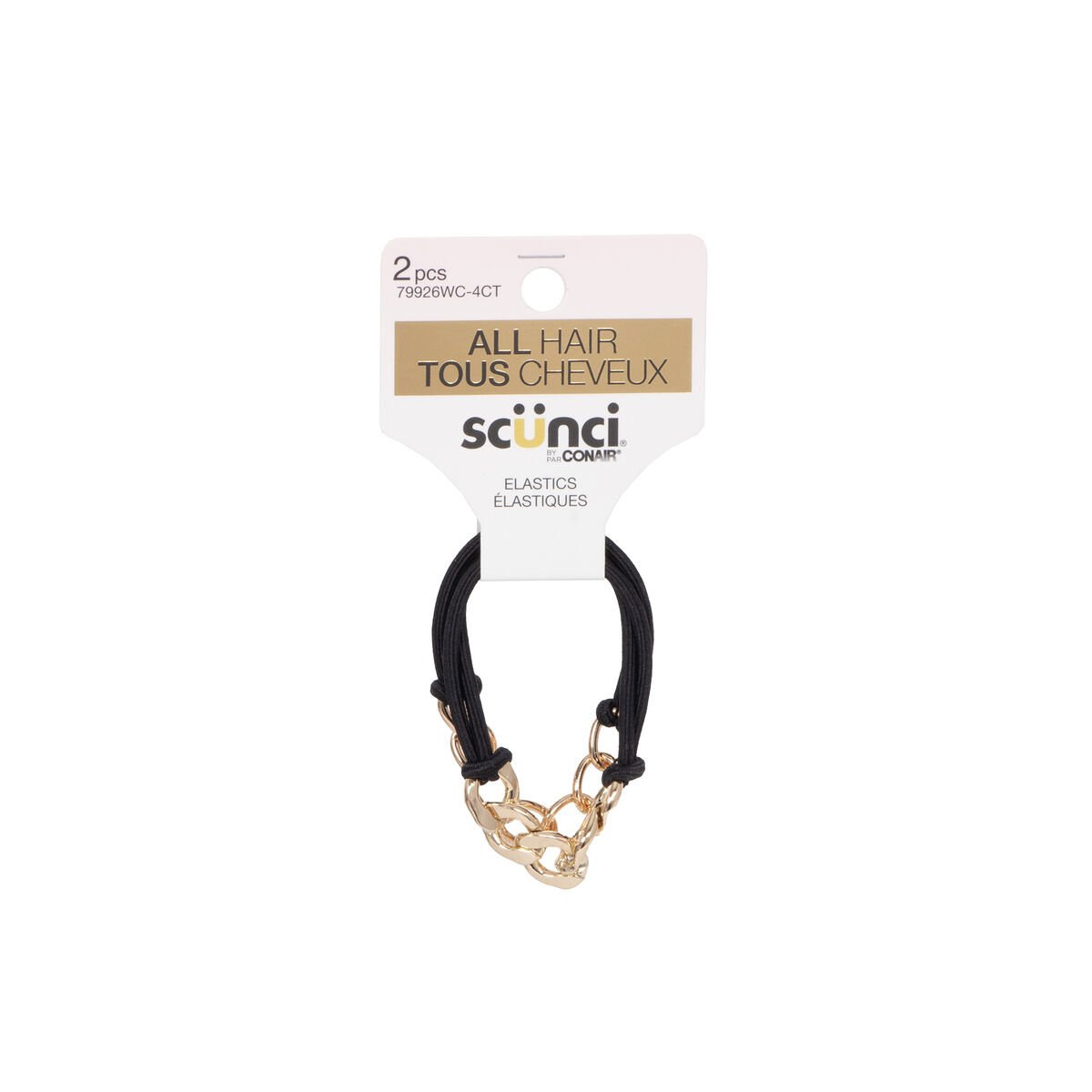 Scunci 2 pk Gold Chain Ponytailers, , large 3