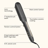 InfinitiPRO by Conair Brosse Lissante Ionique, C&eacute;ramique Tourmaline, Protection Anti-Br&ucirc;lure Et Contr&ocirc;le De Tension, Noir, 1 Paquet, , small 2