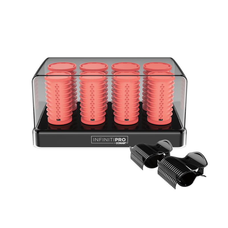 InfinitiPRO by Conair Colour Changing Hot Hair Rollers With Super Clips, Plastic, Orange, 8 Rollers & 8 Clips, , medium