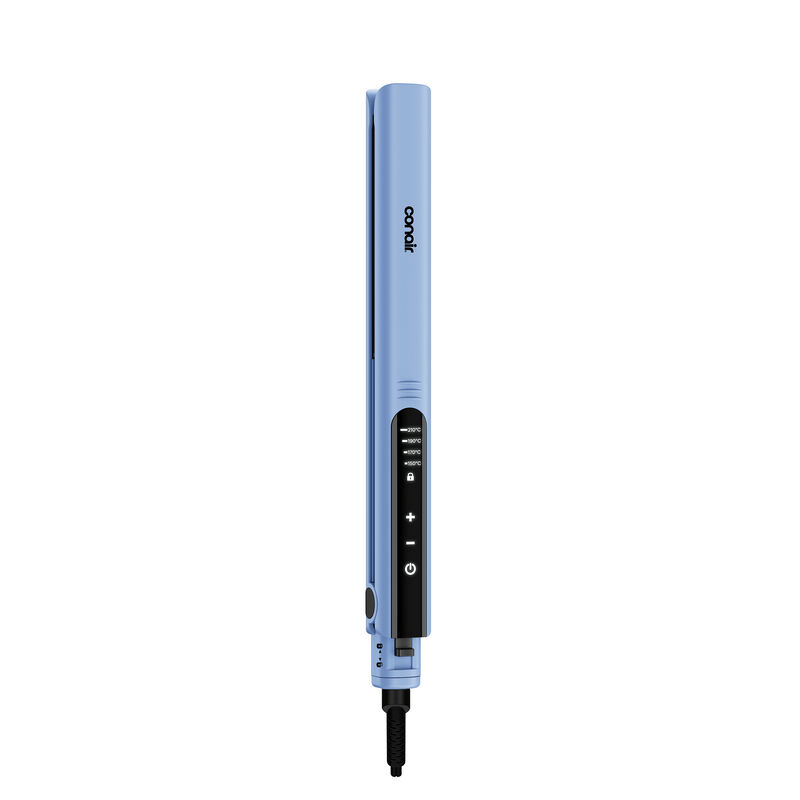 Conair Hyaluronic Infusion Flat Iron, Ceramic Ionic, 1‑inch Extra‑long Floating Plates, Blue/Black, 1 Pk, , medium