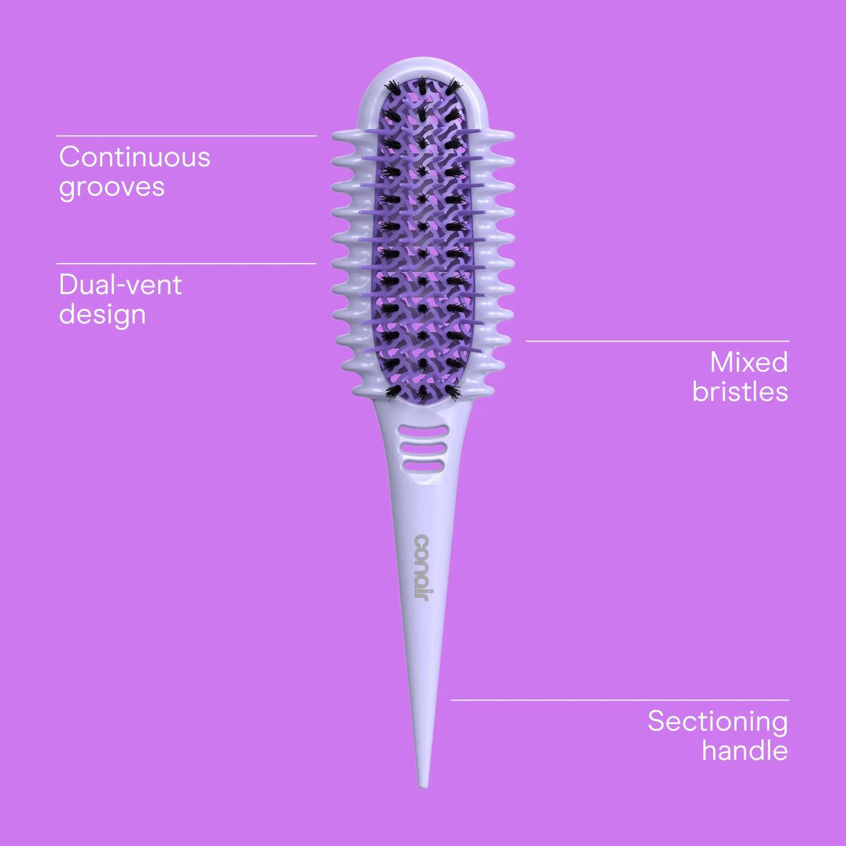 Conair Curl Define Pro Detangler Hair Brush, for Shorter Hair with Loose Curls, Purple, 1 Pk, , large 2