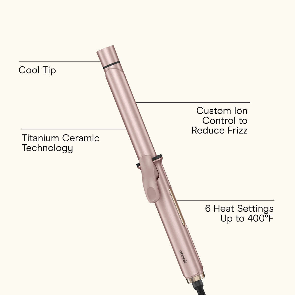 InfinitiPRO by Conair Fer &Agrave; Friser Et Brosse &Agrave; Air Chaud, C&eacute;ramique Titane, Baril De 1,5 Pouce, Or Rose, 1 Paquet, , large 2
