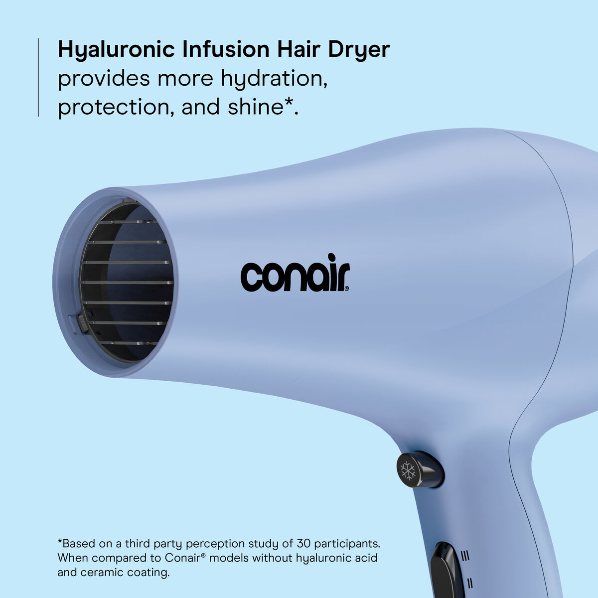 S&eacute;choir Conair Hyaluronic Hydro Boost, c&eacute;ramique ionique, bleu, 1 pi&egrave;ce, , large 3