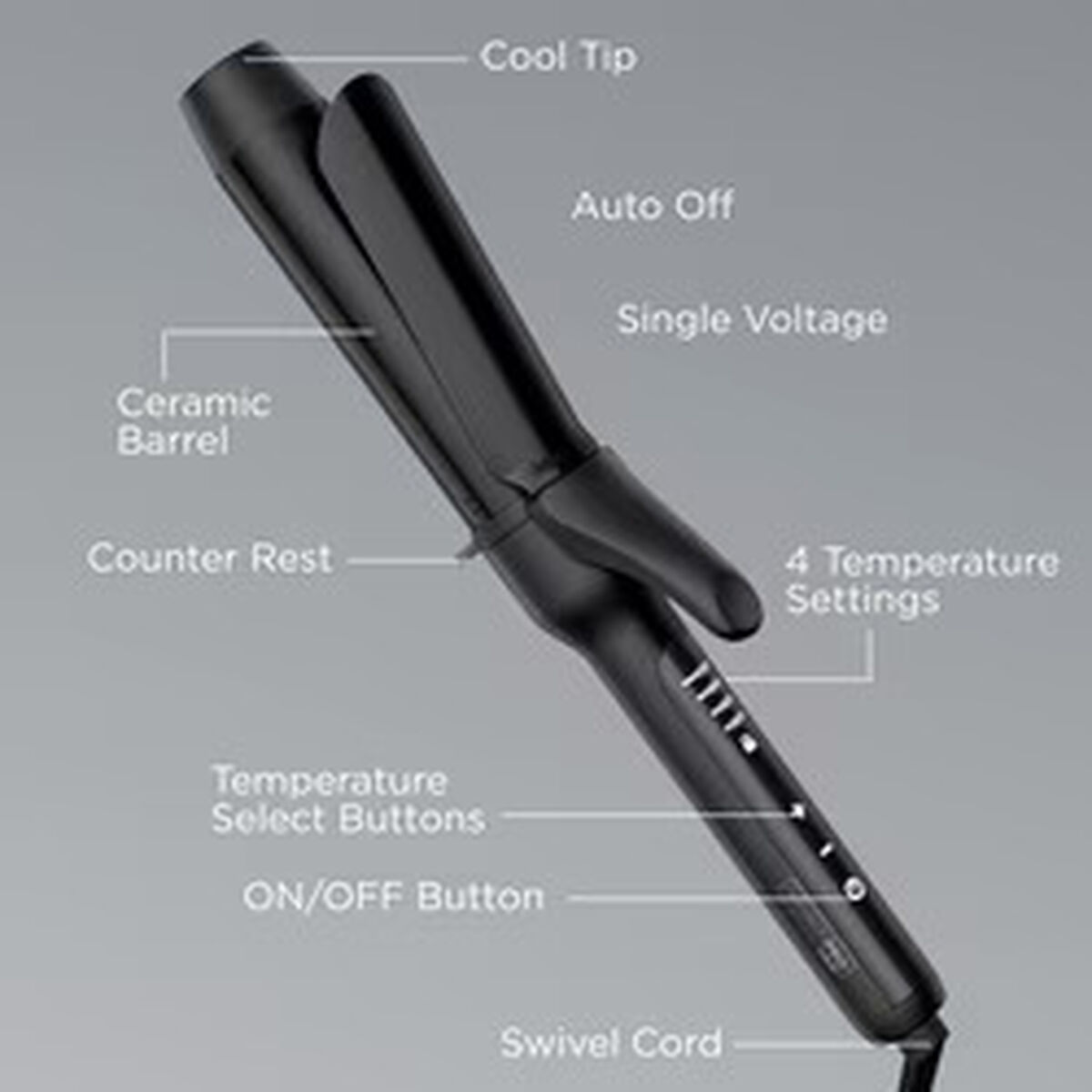 InfinitiPRO by Conair Tourmaline Ceramic Hair Curling Iron, 1.5‑inch Barrel, Black, 1 Pk, , large 2