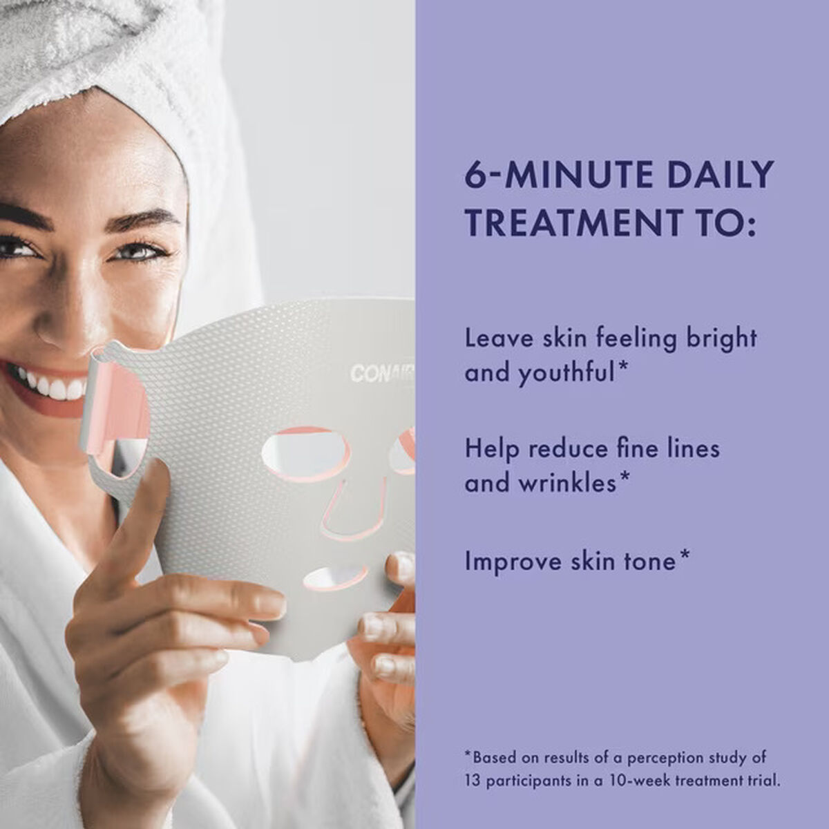 Conair LED Red Light Therapy Facial Mask, Anti‑aging Silicone Facial Mask, White, 1 Pc, , large 2
