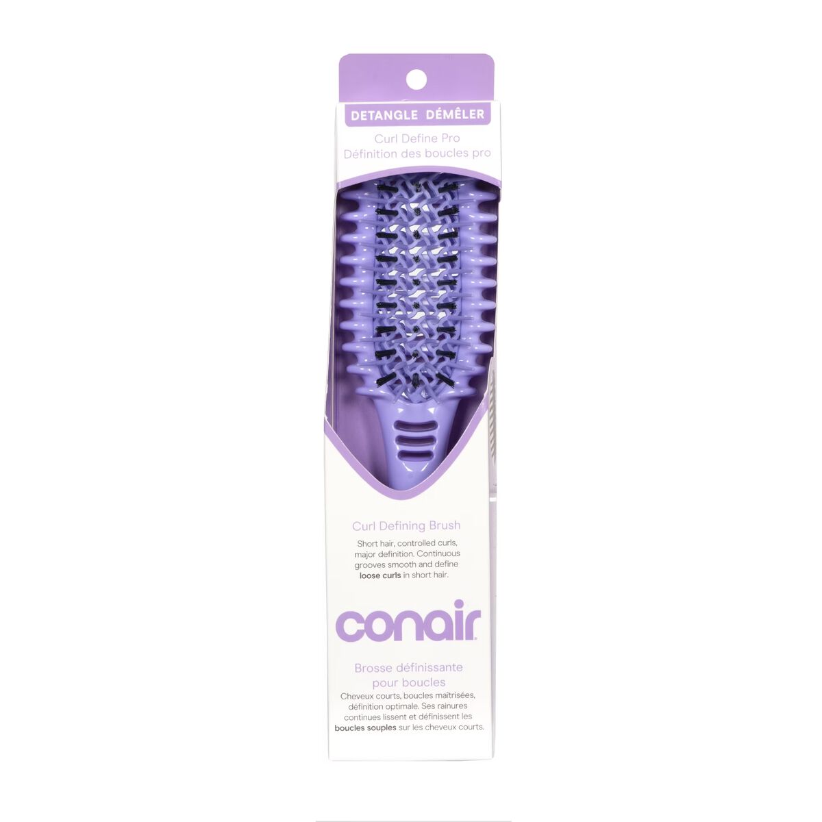 Conair Curl Define Pro Detangler Hair Brush, for Shorter Hair with Loose Curls, Purple, 1 Pk, , large 7