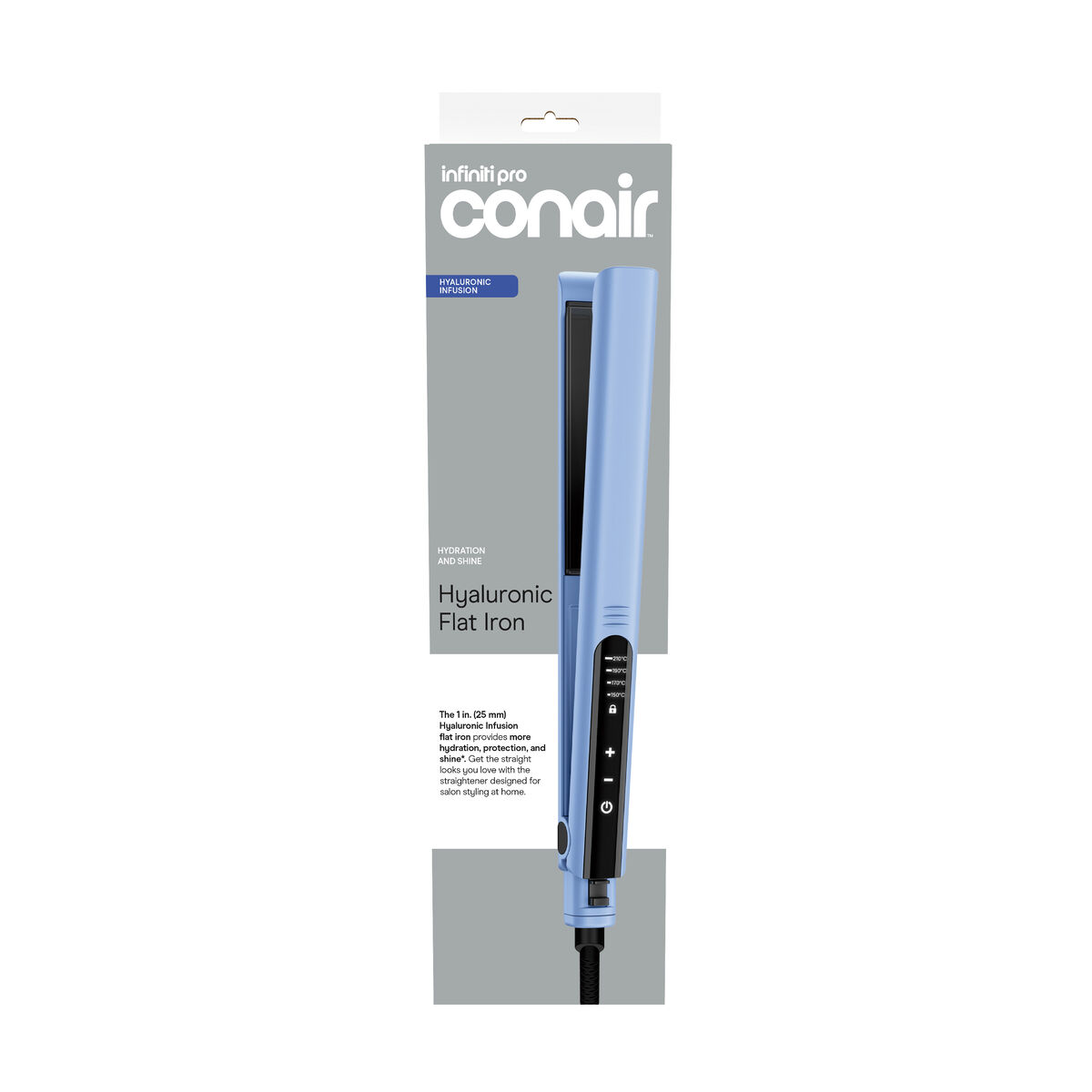 Conair Fer Plat Hyaluronic Infusion, C&eacute;ramique Ionique, Plaques Flottantes 1 Pouce Extra‑Longues, Bleu/Noir, 1 Pk, , large 8