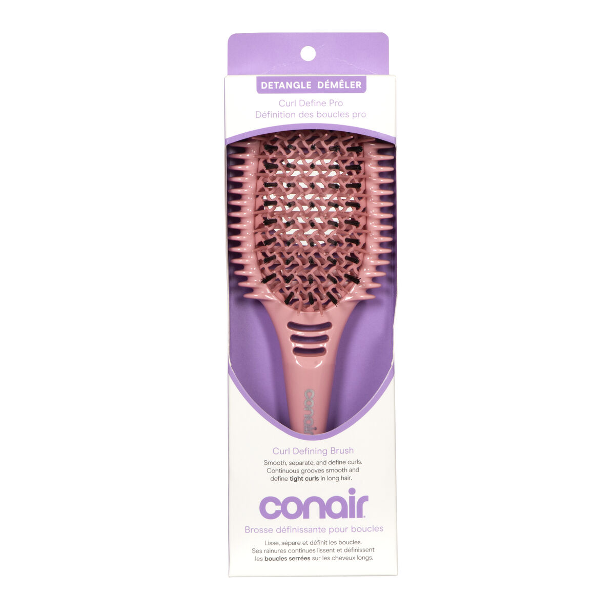 Brosse d&eacute;m&ecirc;lante Conair Curl Define Pro, pour boucles serr&eacute;es, rose, 1 pi&egrave;ce, , large 12
