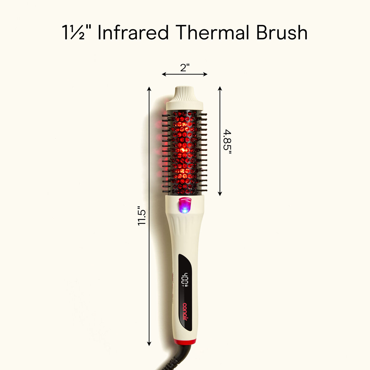 Conair Brosse Ronde Thermique Infrarouge, 1.5 po Barril, 4 Temp&eacute;ratures, Affichage LED, Blanc Cass&eacute;, 1 Pk 8