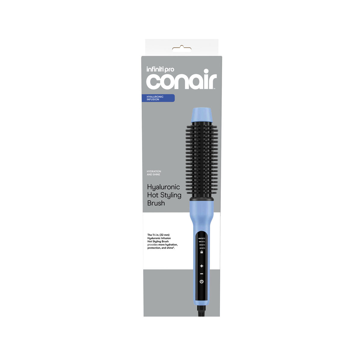Conair Hyaluronic Infusion Ceramic Hot Styling Brush, 1&frac14; inch Barrel, Blue, 1 Pk 7