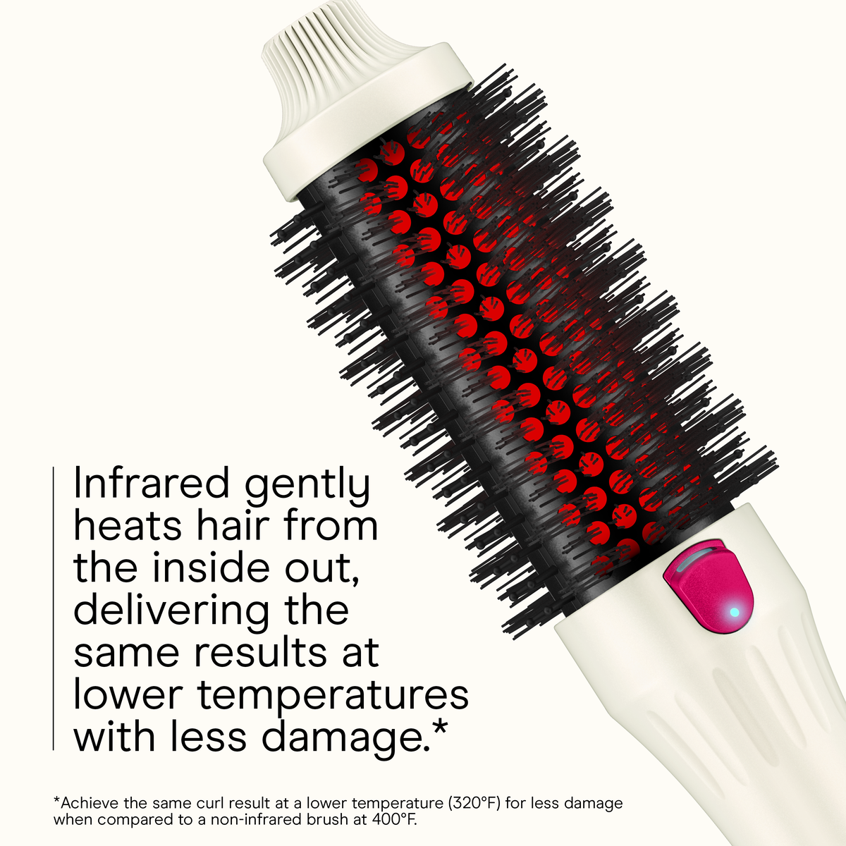 Conair Brosse Ronde Thermique Infrarouge, 1.5 po Barril, 4 Temp&eacute;ratures, Affichage LED, Blanc Cass&eacute;, 1 Pk 3